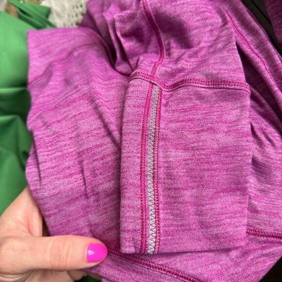 Lululemon Heathered Fuchsia Pink 5 Mile Long Sleeve Tee Top - Picture 11 of 12